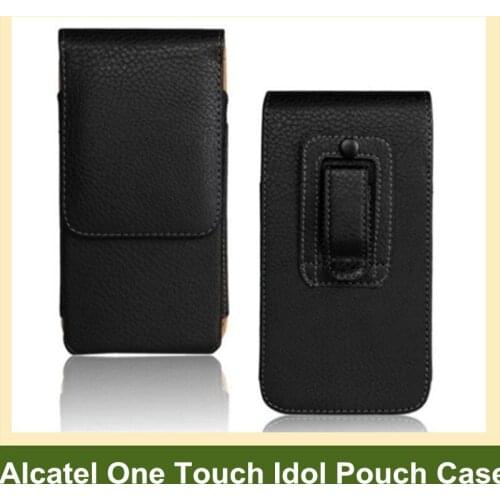 Hot Belt Clip PU Leather Vertical Flip Cover Pouch Case for Alcatel One Touch Idol 2/2 Mini/3/Alpha/Mini/S/X/X+ Drop Shipping