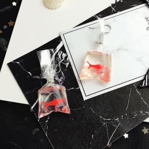 Personality koi fish crystal pocket tassel earrings Korean version of the quirky exaggerated goldfish drop earrings female
