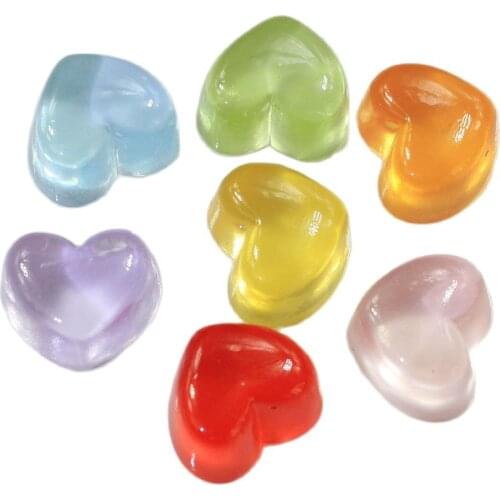 Cheap Price Assorted Resin Jelly Heart Cabs Cute Jelly Heart Cabochons Kawaii Simulation Candy Heart Cabochons Resin