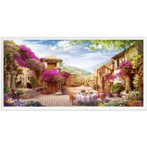 Painting Wall Art 5d Diy Landscape Diamond Handmade Full Round Drill Village Embroidery House Cross Stitch Picture Mosaic Gifts