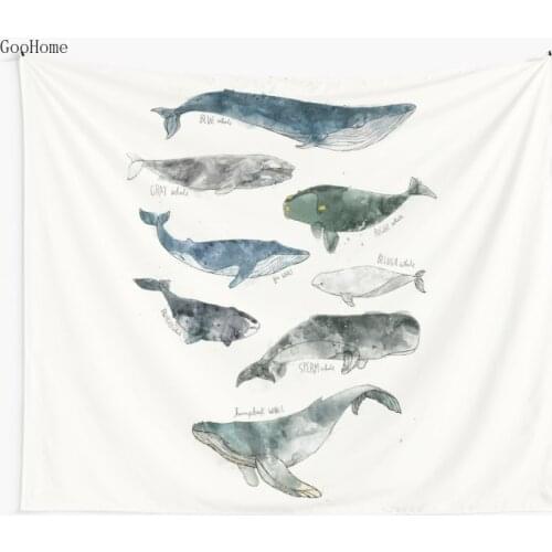 Whales Wall Tapestry Beach Towel Polyester Blanket Yoga Shawl Mat