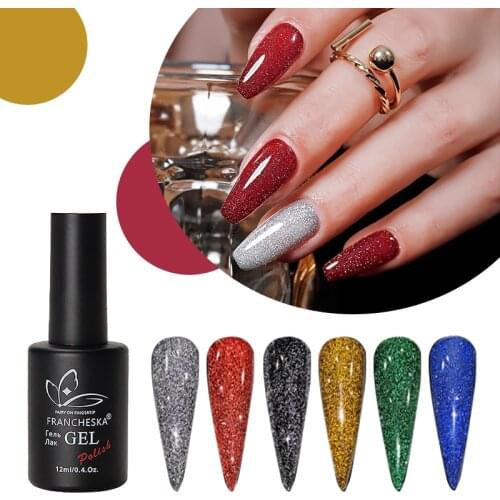 6 Colors Nail Glue Glitter Flash Phototherapy Disco Quick Drying Soak Off UV LED Lamp 12 ML Base Gel Nail Polish Art Tool