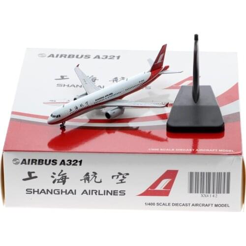 1:400 Alloy Collectible Plane JC Wings XX4142 Shanghai Airlines Airbus A321-200 Diecast Aircarft Jet Model B-6642 With Stand