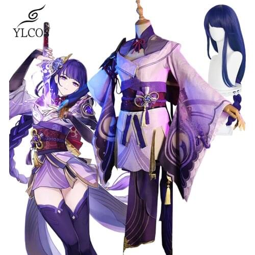 Game Genshin Impact Raiden Shogun Baal Cosplay Costume Halloween Party Dress For Women Girls Full Set