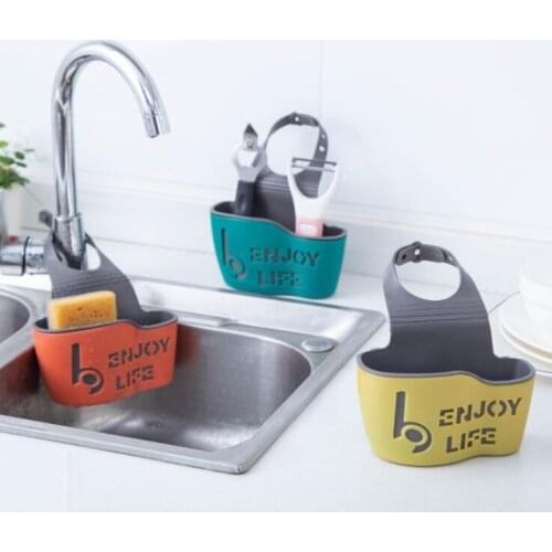 Kitchen Utensils Sink Double Drain Bag Storage Rack Sponge Pool Storage Supplies Hanging Basket Drain Rack