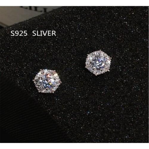 Fashion Crystal Zircon 925 Sterling Silver Earrings Female Jewelry Cubic Zircon Accessories Hypoallergenic Super Flash Earrings
