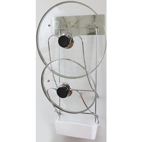 Strong seamless stickers Pot rack Practical Kitchen Supplies Wall Mounted Pot Pan Cover Shell Cover Sucker Tool 5004