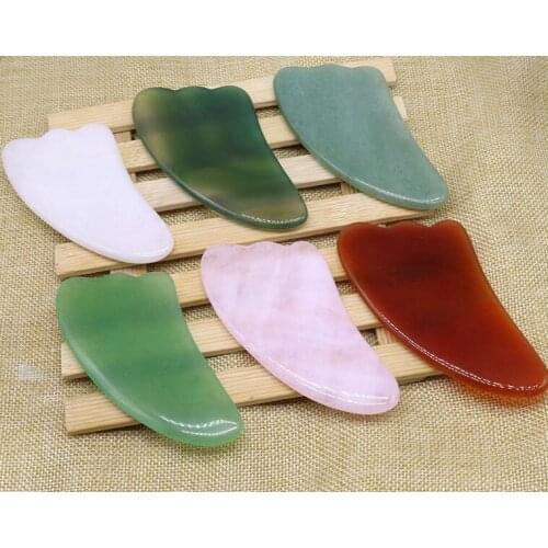 Natural Rose Quartz Jade Gua Sha Board Acupuncture Massage Face Lifting Stone Guasha Scraping Facial Gouache Pink Quartz Massage