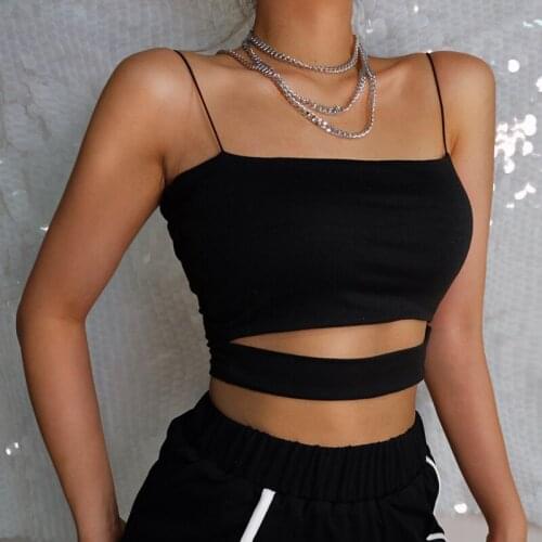 2020 New Fashion Hot Sexy Women Summer Sexy Casual Sleeveless Cut-Out Short Tee Shirt Crop Top Vest Strap Tank Top Blouse
