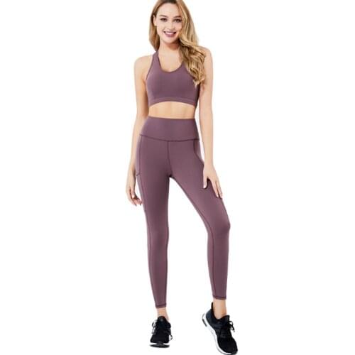 New fast drying high stretch yoga suit women beauty back high waist show hip solid color sports suit one-piece type bra