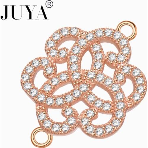 Wholesale High Quality Copper Micro Pave AAA Zircon Rhinestone Flower Connectors For Jewelry Making DIY Craft Bracelet Accessory