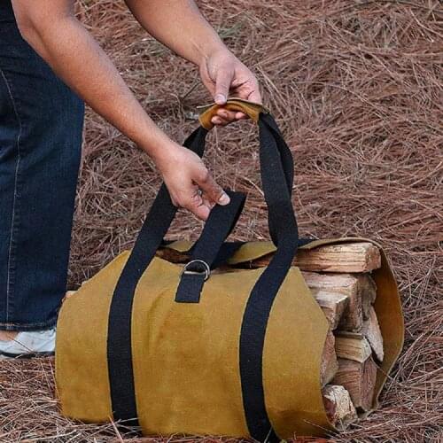 Firewood Carrier Bag Portable Camping Picnic Match Storage Bag Outdoor Canvas Firewood Organization Large Capacity Match Bag