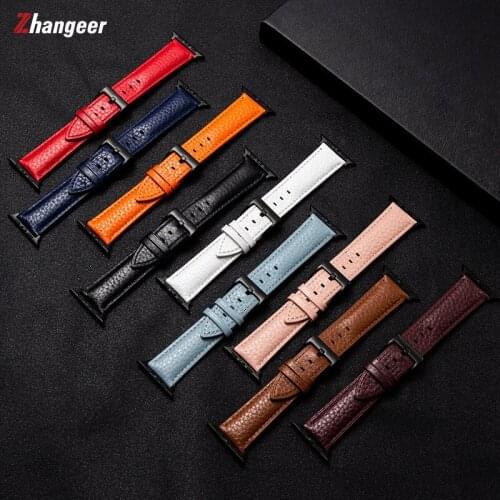 Luxury Texture Leather Strap For Iwatch 6 4 SE for Apple Watch Band Series 5 3 Bracelet 42mm 38mm 40mm First Layer Cowhide Belt