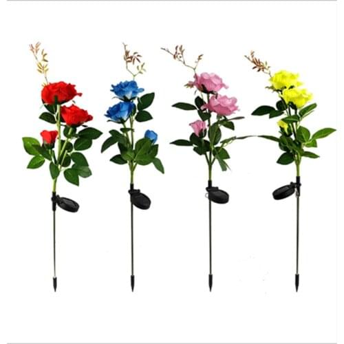 2PCS Romantic Rose Solar Garden Light Outdoor Waterproof Christmas Wedding Decor Flower Fairy Street Light Solar Power Lawn Lamp