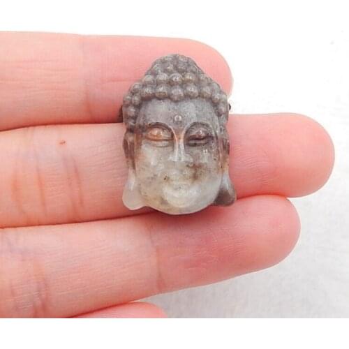 Handmade Carved Amazonite Buddha Head Pendant Bead Popular jewelry 23x15x2mm,6.8g