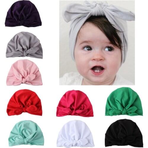 Fashion Baby Bow Rabbit Ears Cute Hat Knotted Pullover Hats Boys Girls Kids Milk Silk Children Hat Cap Velvet Hair Accessories