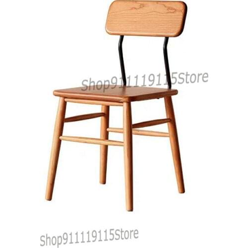 Nordic Cherry Wood Dining Chair Family Stool Back Modern Simple Coffee Shop Simple Iron Nordic Solid Wood Chair