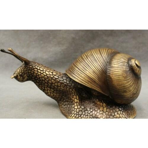 Song voge gem S3107 Folk Chinese Pure Bronze FengShui Wealth Snail Shell Turbo Helix Statue Figurine