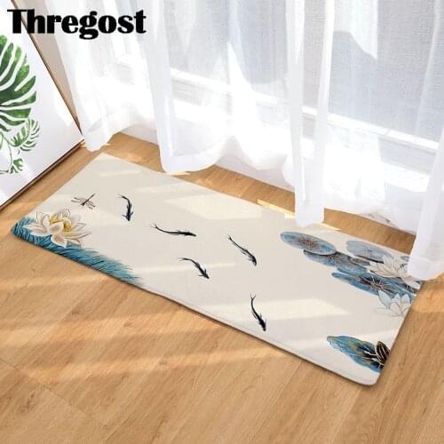 Oriental Classic Scenic Printed Mat Anti-Slip Bathroom Microfiber Door Mats Kitchen Carpet Washable Indoor Bedroom Doormat