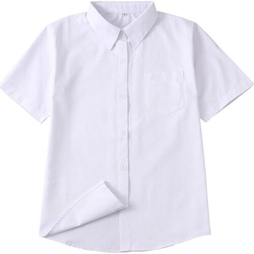 High Quality Wholesale Japanese Student Tops JK Uniform Shirt Collar Short Sleeve Blouse 6 Colors Oversize XS-5XL Couple Clothes