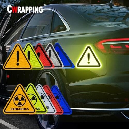 High Visibility Auto Reflective Stickers Car Triangle Warning Label Self Adhesive Long-distance Reflectivor Decorative Sticker