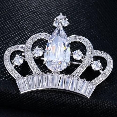 EmmayaTrendy Crown Handmade White gold/Rose Gold Jewelry AAA Cubic Zircon Brooch for Women Gift