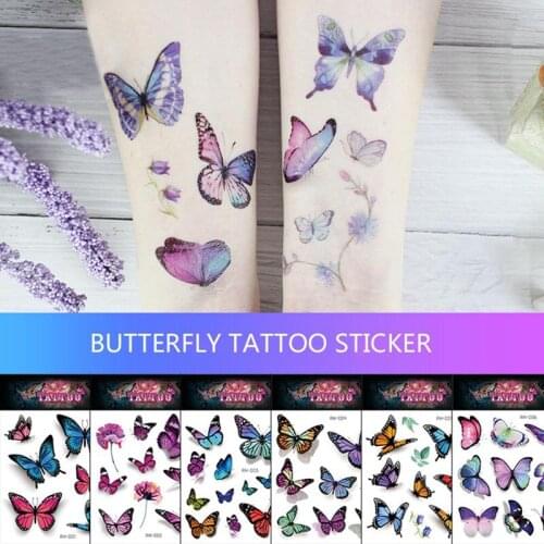 1Pc Butterfly 3D Temporary Tattoo Sticker For Women Girls Body Art Flash Tattoo Stickers 10.5x15cm Waterproof Tatoo Sticker