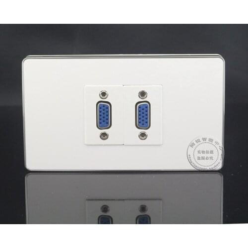 120MM Double Ports 15 Pin VGA Projector Socket Panel Faceplate Outlet Connector Adapter