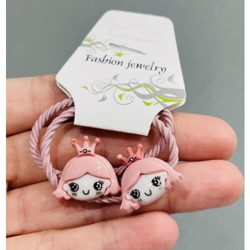 2Pcs/Set Girls Gift Cake Animal Rubber Elastic Hair Bands Children Ponytail Holder Scrunchie Headband Kids Hair Accessories