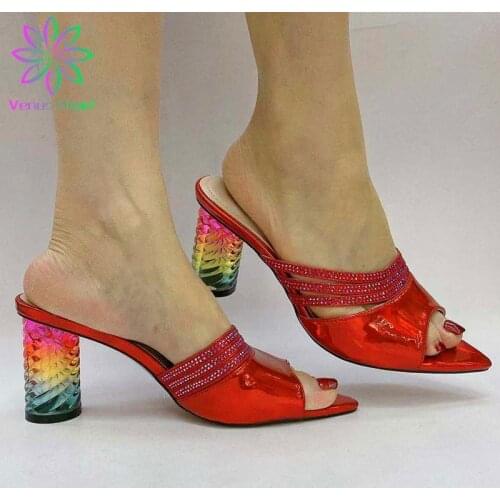 2020 Fashion African Design High Heels Shoes Italian Shoes in Red Color Ladies Party shoes without Bag