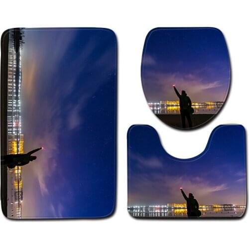 3pcs/set Vintage Cartoon Print Anti-slip Bathroom Floor Mat Home Decor Shower Non-Slip Rug Bath Door Mats