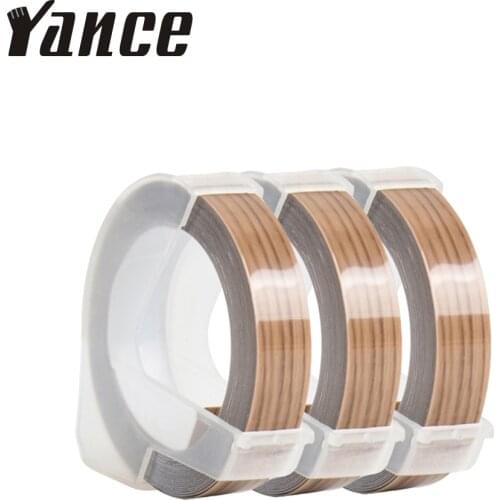 Yance 3pcs Wood Color 9MM 6MM 12MM 3D Embossing Tape for Dymo Embossing Label Maker PVC label Dymo Tape for Motex E101