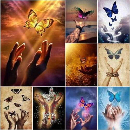 New 5D DIY Diamond Painting Hand Butterfly Scenery Diamond Embroidery Animal Full Square Round Drill Crafts Home Decor Art Gift