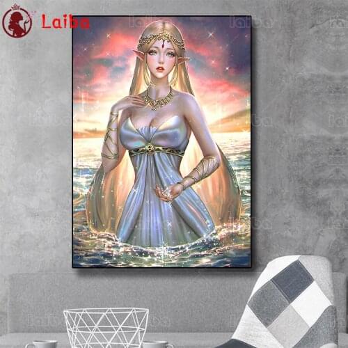 Diamond Painting Fantasy art, sexy elf girl Cross Stitch Diamond Mosaic Picture Rhinestone Embroidery crystal Beaded Handicraft