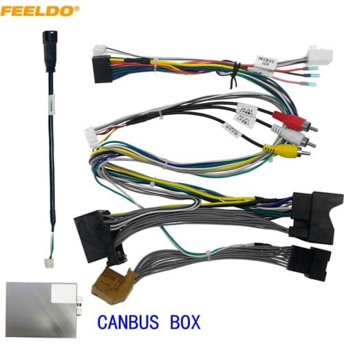 FEELDO Car 16pin Audio Wiring Harness & LVDS Wire Cables With Canbus Box For Audio Q3 Stereo Installation Wire Adapter #HQ6776