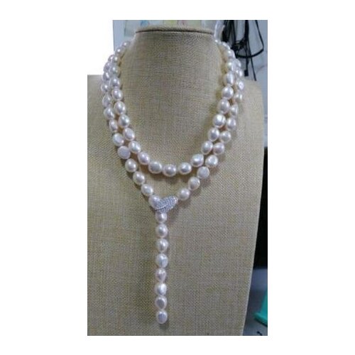 Free shipping >>>>HOT SELL elegant 12-13mm natural south sea baroque white pearl necklace 35inch925s