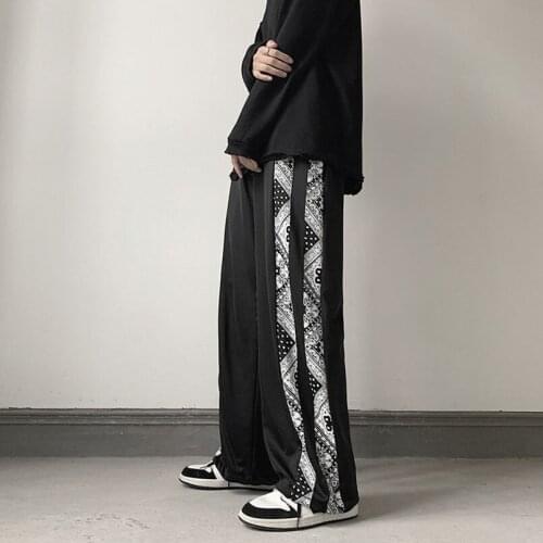 Bandana Sweatpants Men Hip Hop Wide Leg Sweat Pant Men Oversized Straight Trousers Male Streetwear 2021 Fall