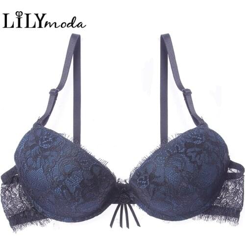 2018 Sexy Bra Romantic Eyelash LaceFor Women Underwire Push Up 3/4 Cup Brassiere Lingerie Female Ladies Underwear Comfortable