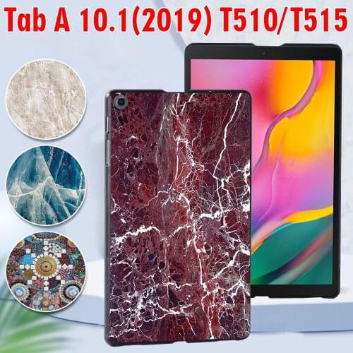 Case for Samsung Galaxy Tab A 10.1 2019 T510 T515 Drop Resistance Printed PC Plastic Tablet Protective Shell Cover + Free Stylus
