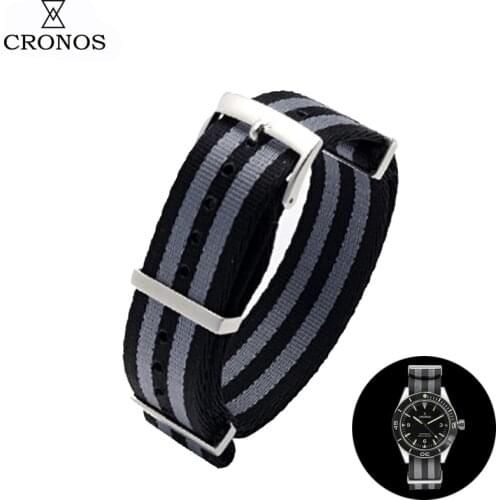 Cronos Watch Parts Nylon Nato Strap 20 mm Stainless steel Tongue Buckle Free Shipping Flat Ends For Diver L6004