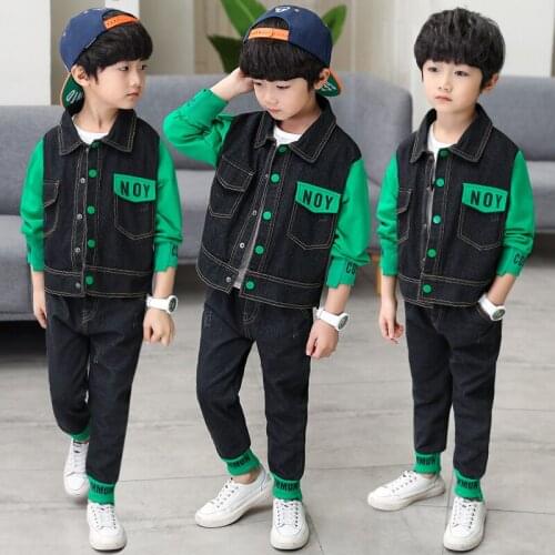 2019 Autumn Boys Jacket denim jackets sets for boys outerwear jean coat child boy casual clothes denim coats boys jeans wear