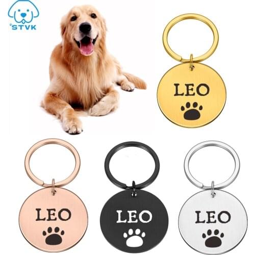Personalized Dog Tag Stainless Steel Name Engraved ID Tags For Dog Collar Anti-Lost Pet Nameplate Pendant For Pitbull Labrador