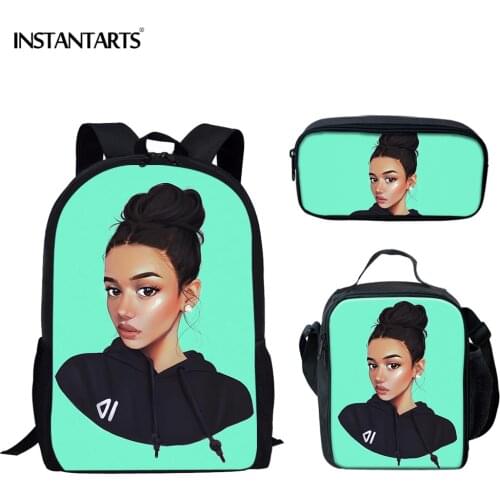 INSTANTARTS Black Girl Magic Print Unique Book Bag Teenager Girls School Bags Ladies Backpack Children Bag College Style Escolar