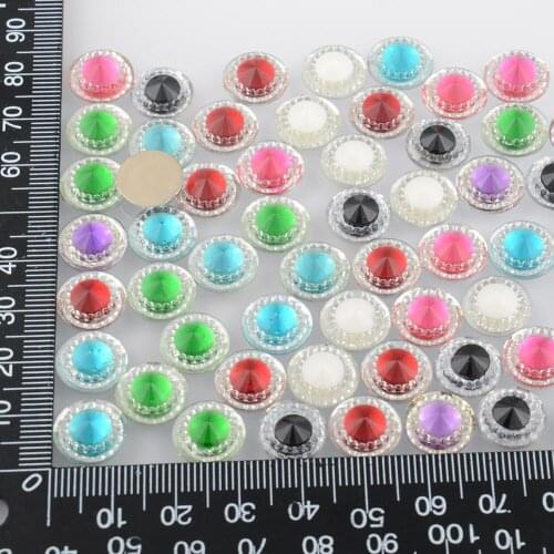 BOLIAO 80Pcs 12*12mm ( 0.47*0.47in ) Round Shape Resin No Hole Glue Rhinestone Flatback Clothes/Wedding Decoration DIY