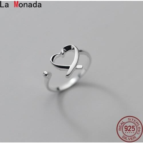 La Monada 52mm-57mm 925 Sterling Silver Rings For Women Trend Hollow Heart Silver 925 Jewelry For Women Ring On Finger For Girls