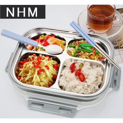 304 stainless steel student insulated lunch box with extra lunchbox with cutlery adult fast food box portable split plate