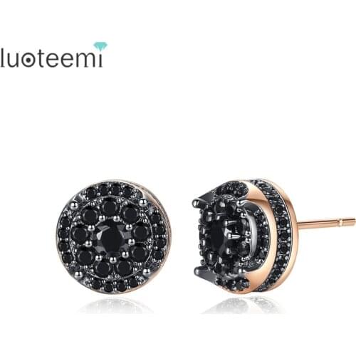 LUOTEEMI New Design Round Stud Earrings for Women Wedding Party Luxury CZ Exquisite Jewelry Brincos Double Colors Christmas Gift