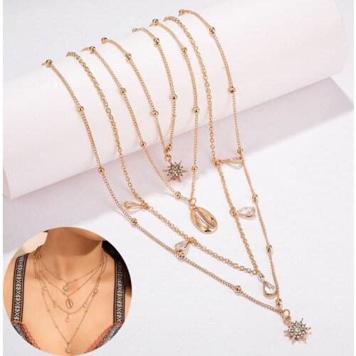 Shell Crystal Wholesale Multilayer Necklace Pendant Bohemian Jewelry Accessories