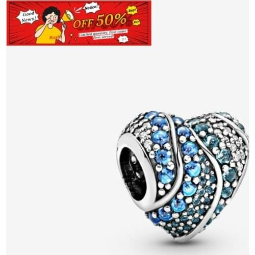 Fashion Jewelry 925 Sterling Silver Beads Sparkling Pave Heart Charm Fit Original Pandora Bracelets Women DIY Gift
