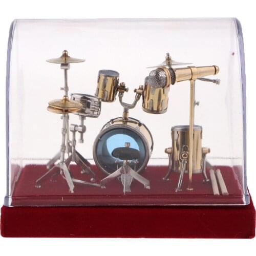 Miniature Drum Set Kit Musical Instrument Model Figurine for Music Lovers 14 x 11 x 10cm
